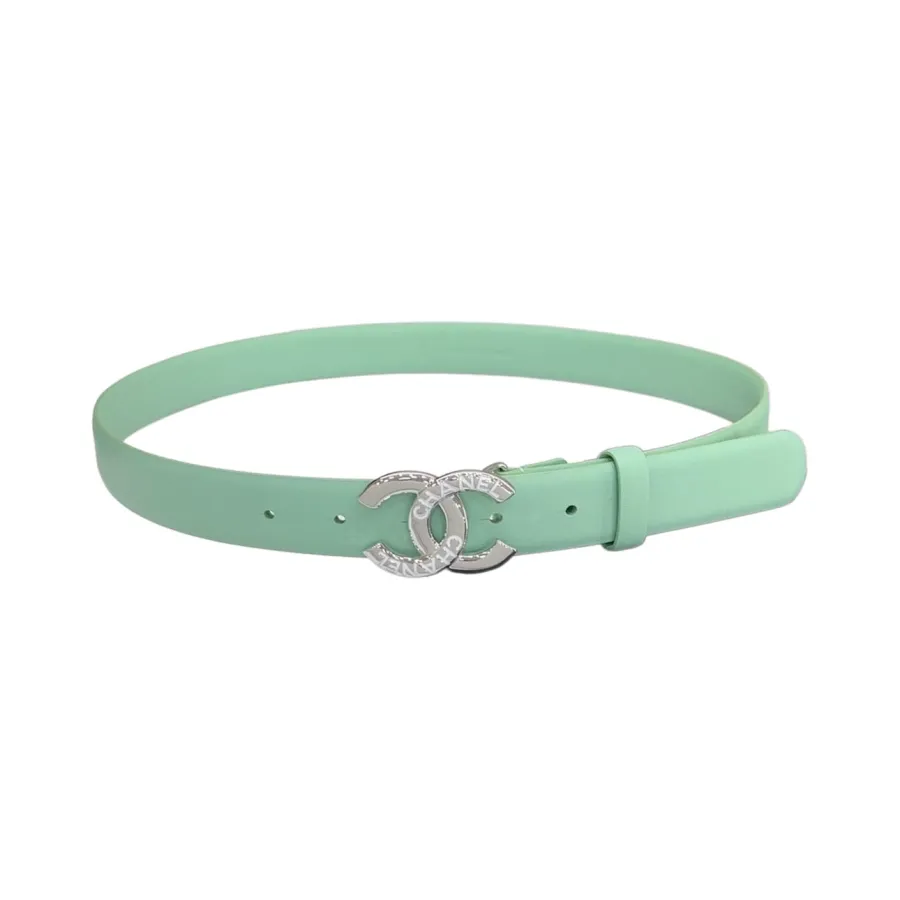Chanel Women's CC Belt In Pink/Yellow/Mint Green/Brown Calfskin With Gold/Silver Hardware 30mm