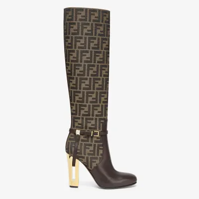 FENDI Brown leather high heeled boots