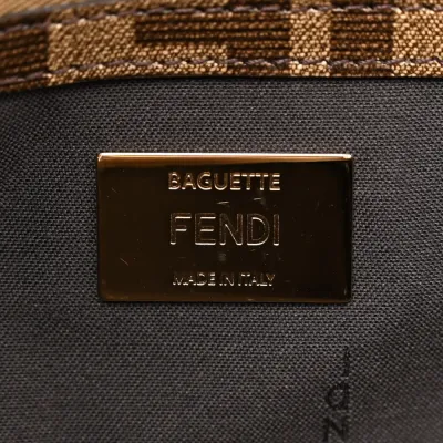 Fendi FF 1974 Hairdo Girls Inlay Baguette Mogano/Panna/Multicolor Glazed Fabric Gold Hardware