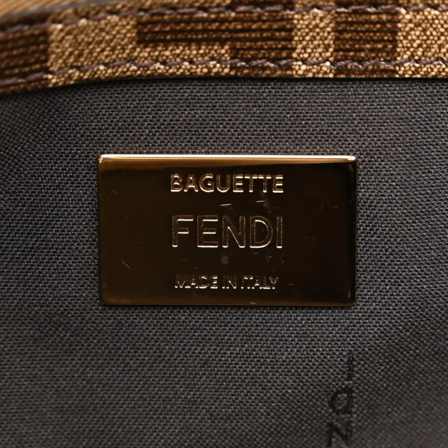 Fendi FF 1974 Hairdo Girls Inlay Baguette Mogano/Panna/Multicolor Glazed Fabric Gold Hardware