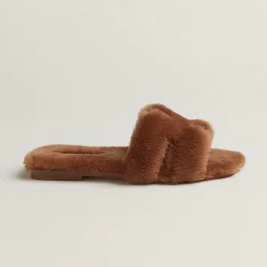 HERMES Oran plush Slippers