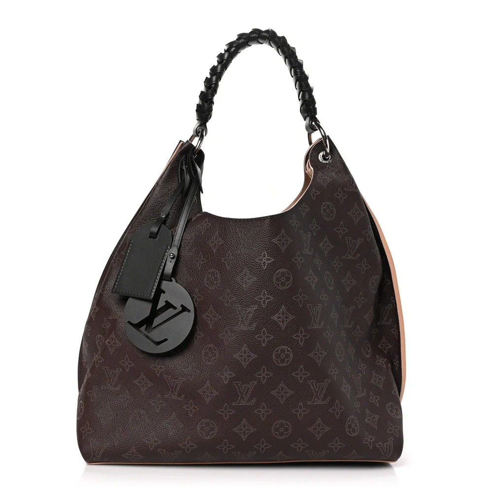 Louis Vuitton Carmel Hobo GM Chocolate Mahina Leather Cashmere Interior Bege