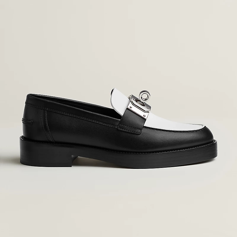 HERMES Loafers Quentes Preto e Branco
