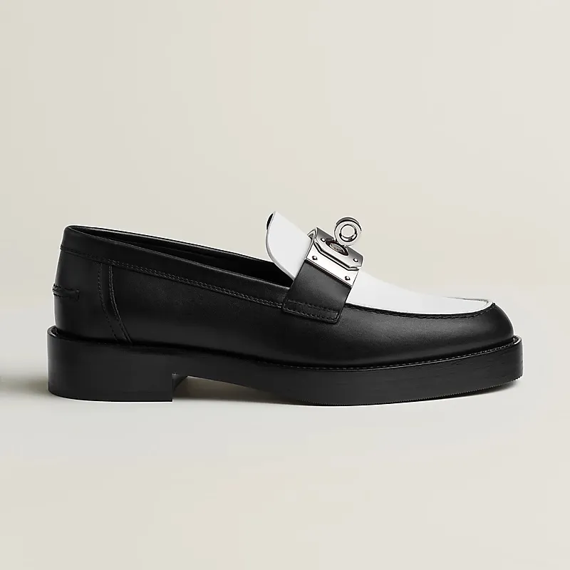 HERMES Hot Black and White Loafers