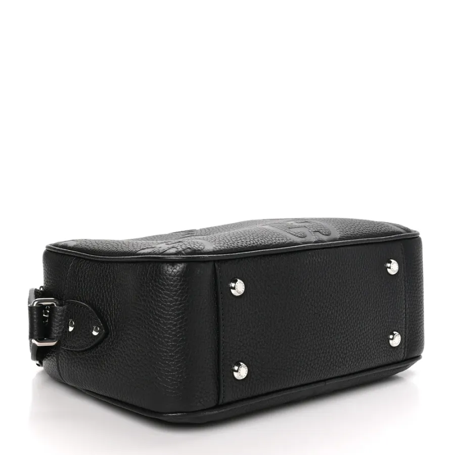 Gucci Medium Jumbo GG Messenger Bag Black Embossed Piuma Calfskin Leather Silver Hardware