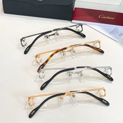 Cartier square frame glasses black gold/leopard gold/black/black silver color Size 53口18-140