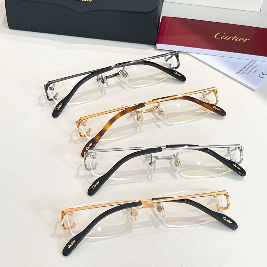 Cartier square frame glasses black gold/leopard gold/black/black silver color Size 53口18-140