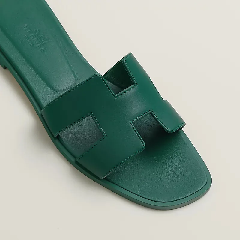 HERMES Oran Green Slippers