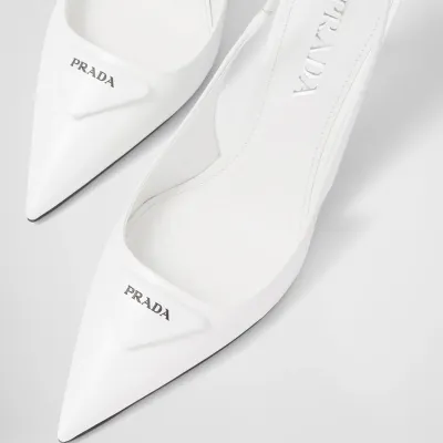 PRADA Shiny finish leather white High Heels Shoes