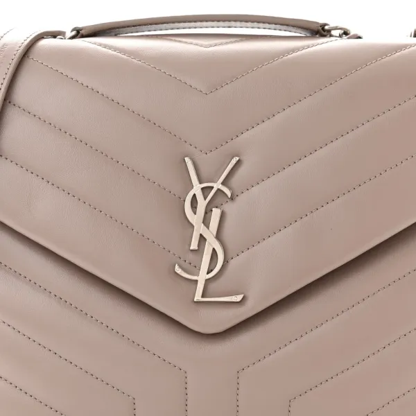 Saint Laurent Medium Loulou Chain Satchel Mink Y-Quilted Monogram Calfskin Leather Silver Hardware - Image 8