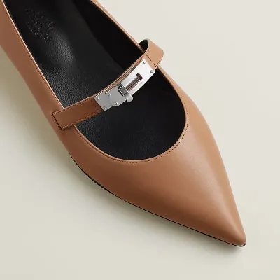 HERMES Kelly Brown Ballet Shoes