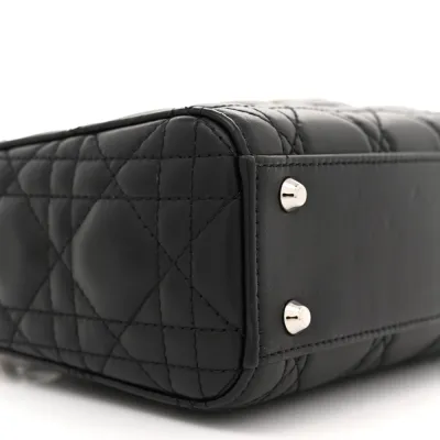 Dior Mini Lady Dior Black Cannage Lambskin Leather Silver Hardware