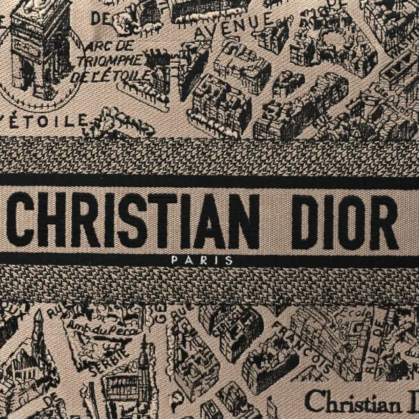 Dior Medium Plan De Paris Book Tote Beige/Black Embroidered Canvas - Image 8