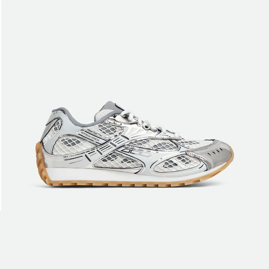 Bottega Veneta Orbit Sneakers In Silver/White Technical Fabric And Mesh Lace-Up Sneaker