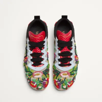 VALENTINO CHROMATHON Women's floral embroidered canvas sneakers