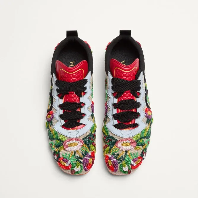 VALENTINO CHROMATHON Women's floral embroidered canvas sneakers