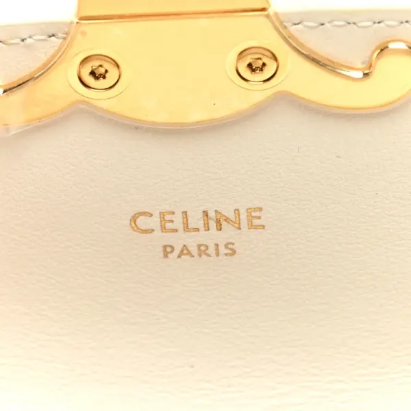 Celine Mini Triomphe Bag White Shiny Calfskin Leather Gold Hardware - Image 2