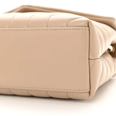 Saint Laurent Small Loulou Chain Satchel Dark Beige Y-Quilted Monogram Calfskin Leather Gold Hardware