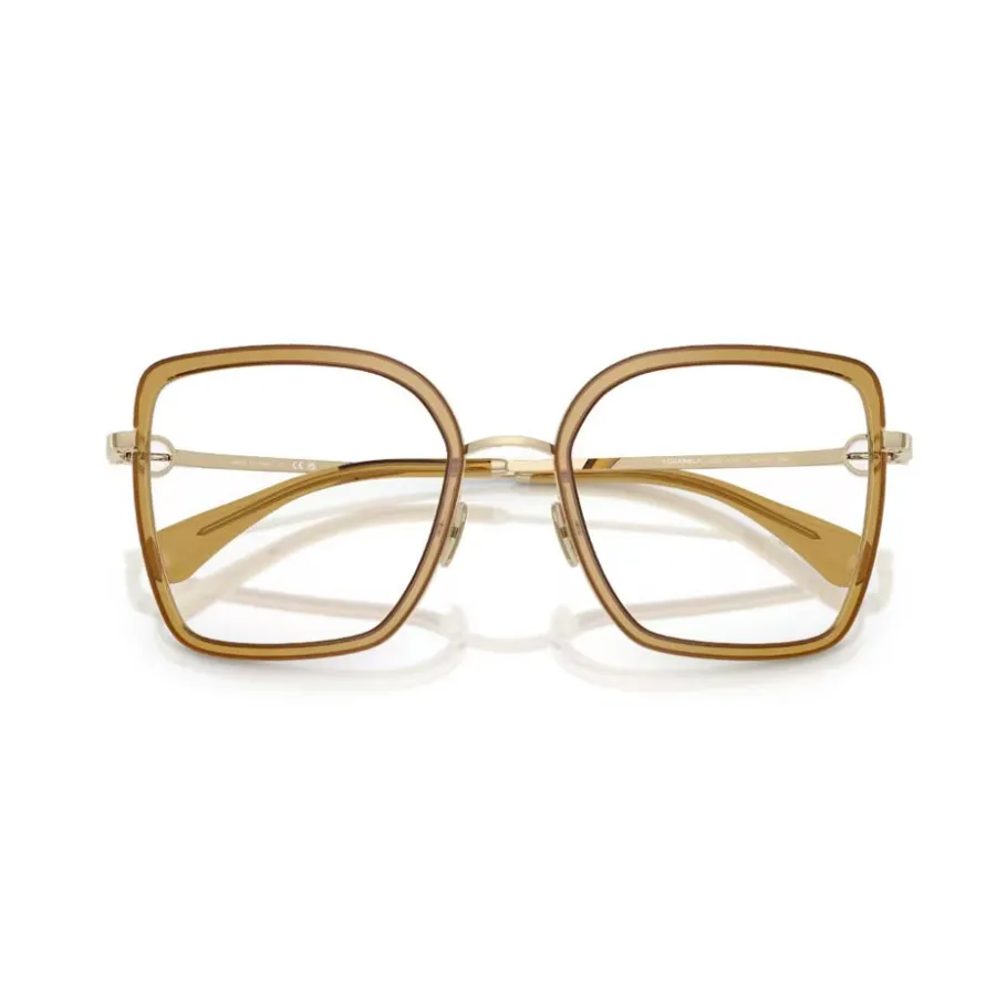 CHANEL square frame glasses tawny color size 56口-18-142