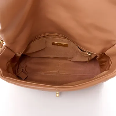 Grade Chanel 19 Brown Lambskin Handbag