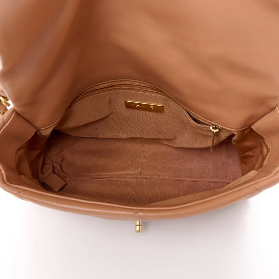 Grade Chanel 19 Brown Lambskin Handbag