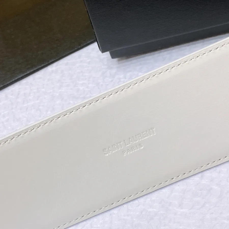 Saint Laurent Pairs Belt In White/Brown/Black/Coffee Smooth Calfskin With Gold Hardware 50mm