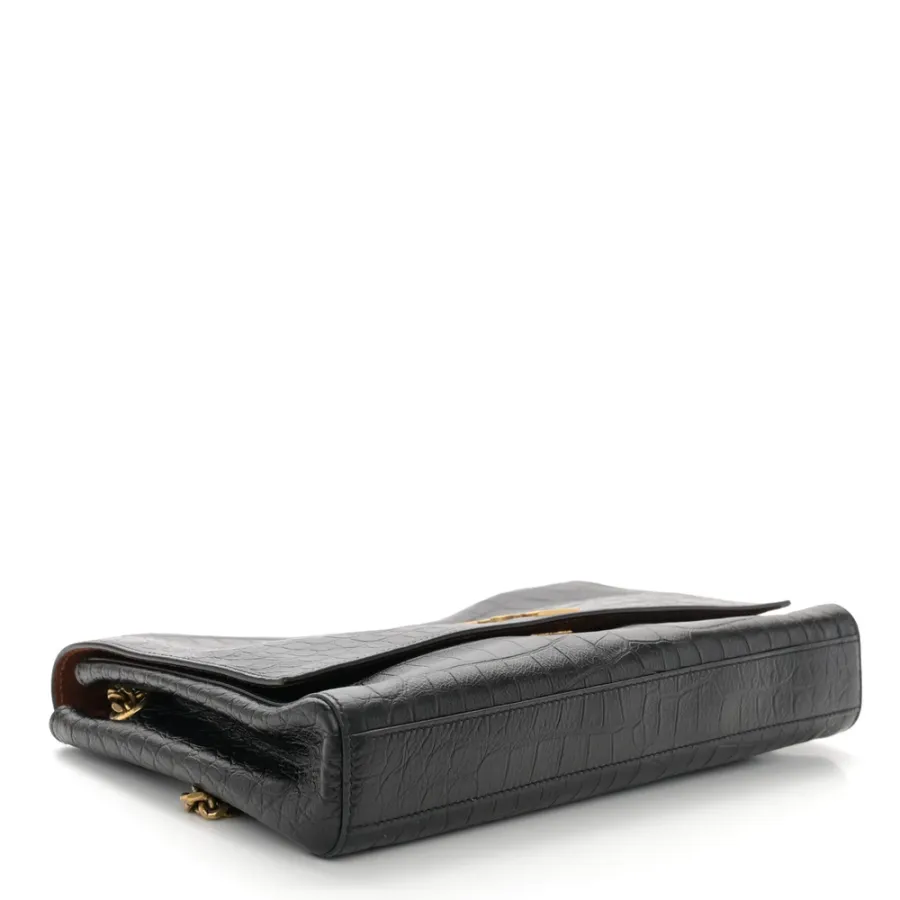 Saint Laurent Medium Kate Satchel Black Reversible Monogram Smooth Calfskin Leather & Suede Aged Gold Hardware