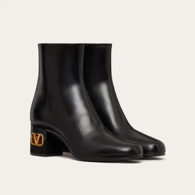 VALENTINO Calf leather ankle boots (heel 6 cm high)