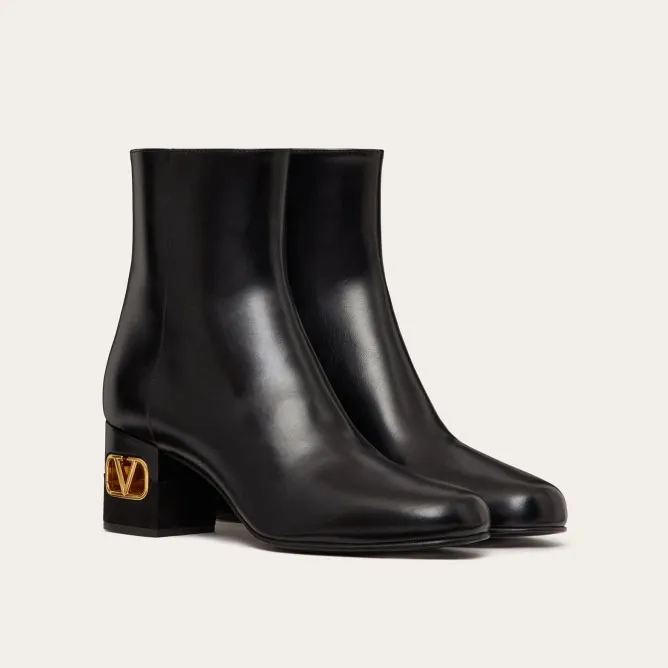 VALENTINO Calf leather ankle boots (heel 6 cm high)