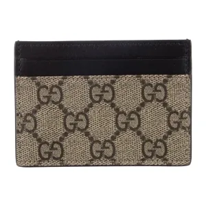 Gucci Small Card Holder Black and Grey GG Supreme Canvas & King Snake Leather