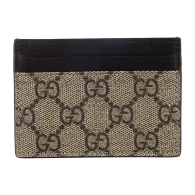 Gucci Small Card Holder Black and Grey GG Supreme Canvas & King Snake Leather
