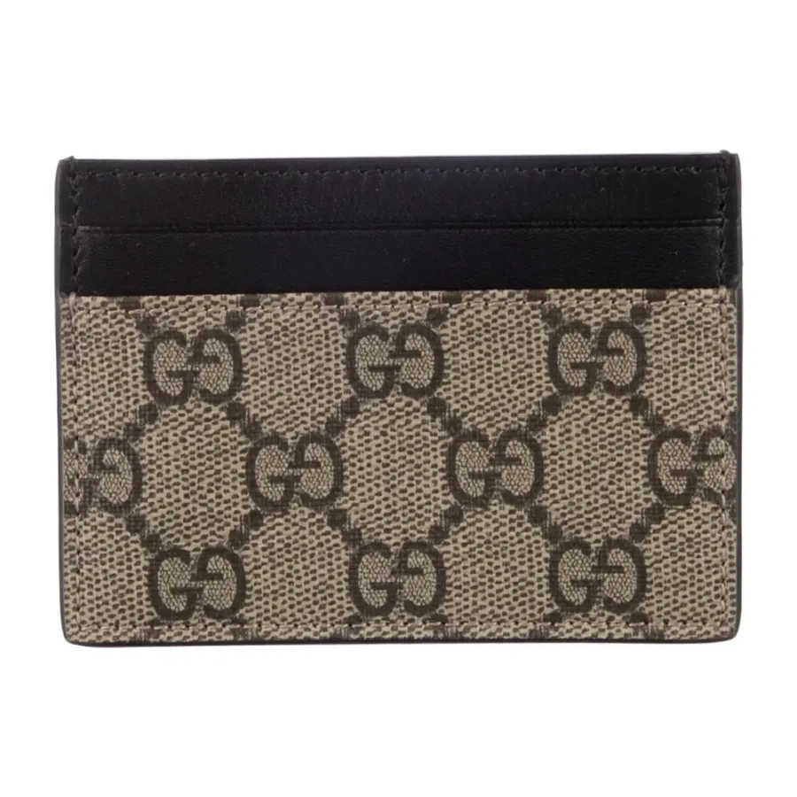 Gucci Small Card Holder Black and Grey GG Supreme Canvas & King Snake Leather