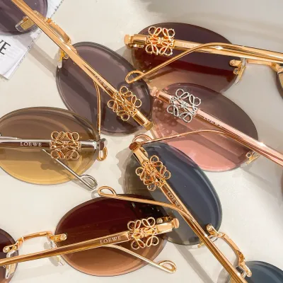 Loewe Oval glasses blue orange/rose gold/brown/tawny/purple color Size 51口21-140