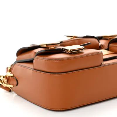 Fendi Small Baguette Brandy Shiny Nappa Leather Gold Hardware