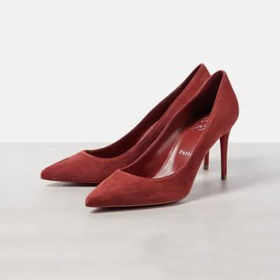 Christian Louboutin Red suede heels, pointy stiletto heels