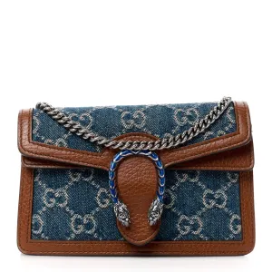 Gucci Mini Super Dionysus Shoulder Bag Blue Tea / Cuir / Epilog Electric Blue New Denim GG Monogram Coated Canvas & Dollar Calfskin Leather Aged Silver Hardware