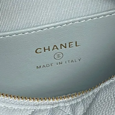 Chanel Pearl Handle hula hoop handbag Blue/purple/pink/white/black granular cowhide crossbody bag