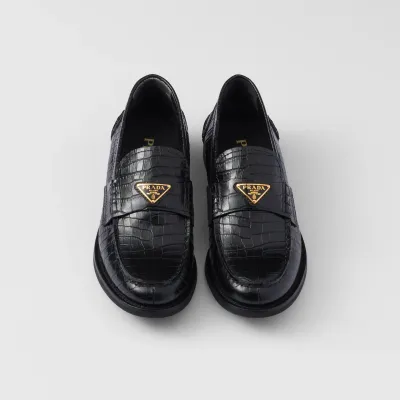 PRADA Alligator print leather loafers