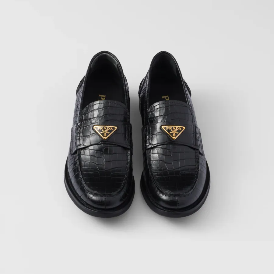 PRADA Alligator print leather loafers