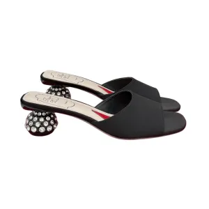 Roger Vivier Mules Sandals In Black/White/Pink Satin Crystal Heels (Heel Height 4cm)