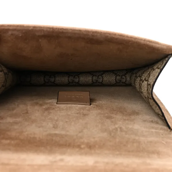 Gucci Mini Dionysus Shoulder Bag Taupe GG Supreme Monogram Canvas Aged Silver Hardware - Image 7