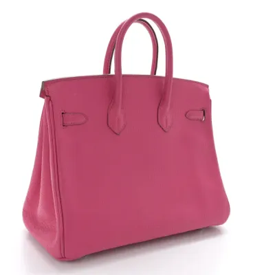 Hermès Birkin 25 Rose Shocking Chevre Mysore Leather Silver Hardware