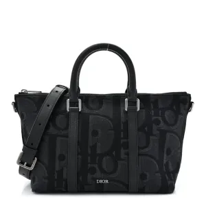 Dior Medium Weekender 25 Bag Black Maxi Oblique Canvas Ruthenium Hardware