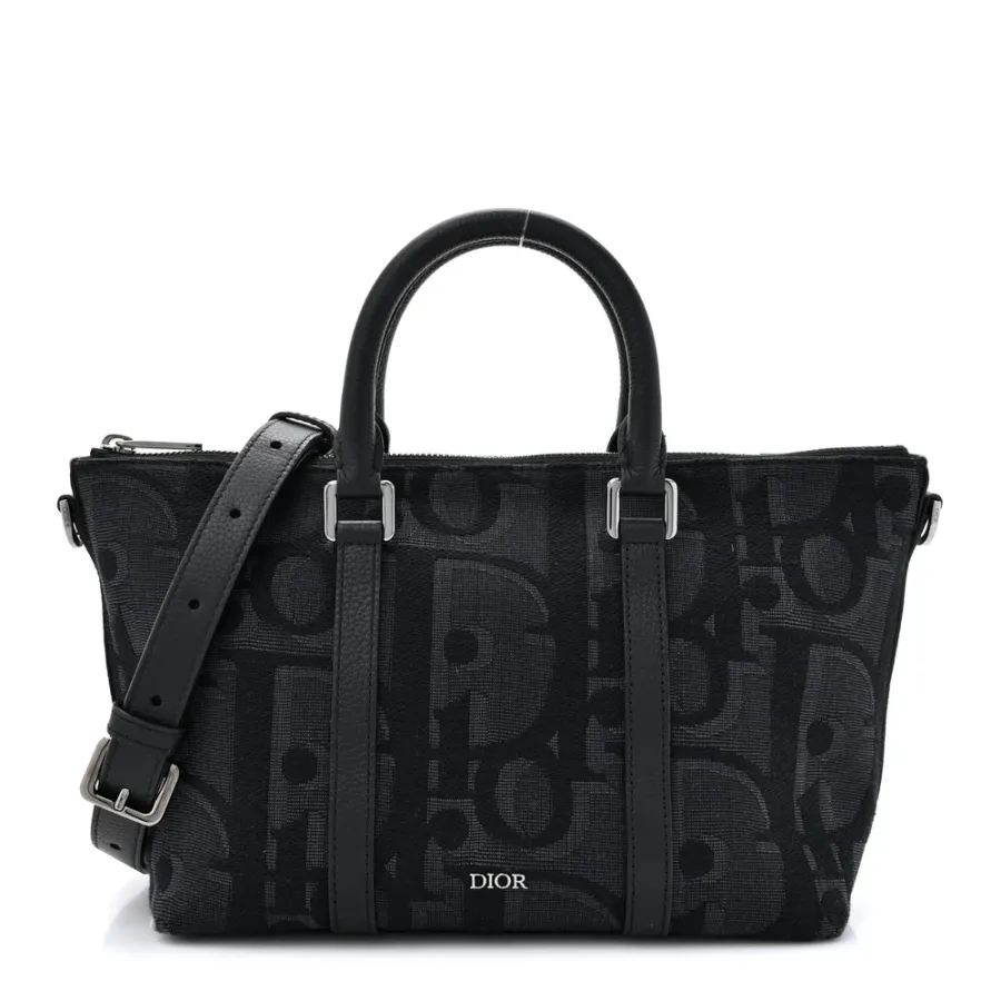 Dior Medium Weekender 25 Bag Black Maxi Oblique Canvas Ruthenium Hardware