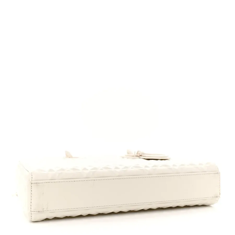 Dior Medium Lady D-Joy Latte Diamond Cannage Calfskin Leather Matte White Hardware