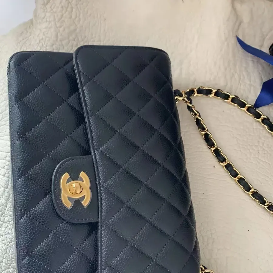 Chanel Double Flap Caviar Black Designer Handbags photo review