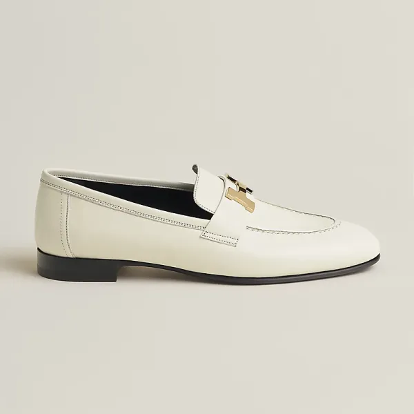 HERMES Paris White Loafers