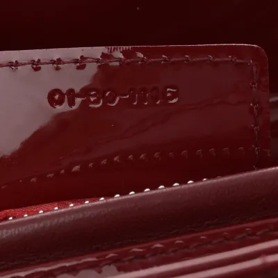 Dior Medium Lady Dior Dark Red Patent Cannage Calfskin Leather Silver Hardware