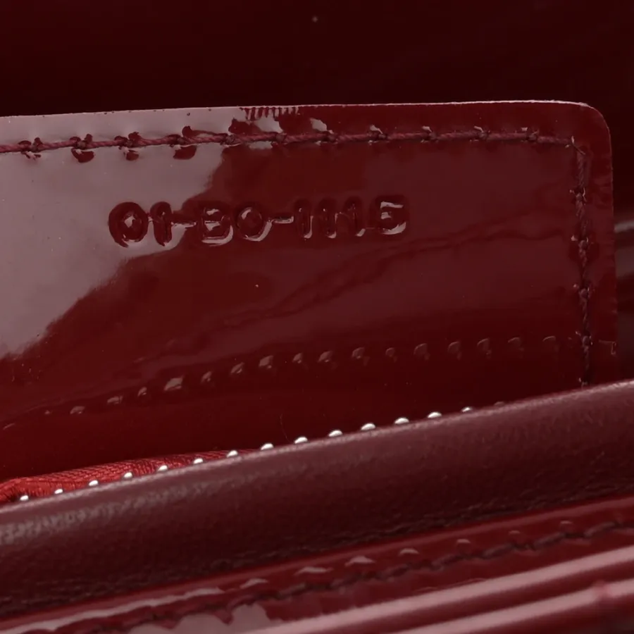 Dior Medium Lady Dior Dark Red Patent Cannage Calfskin Leather Silver Hardware