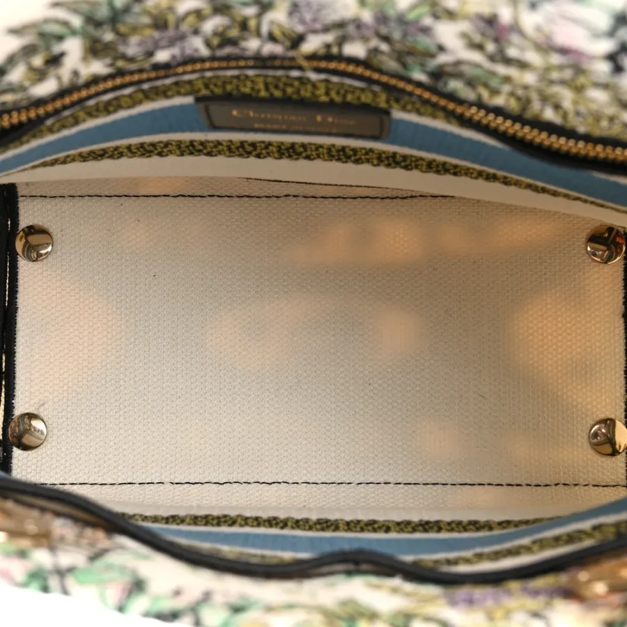 Dior Medium D-Constellation Lady D-Lite Latte Multicolor Embroidered Canvas Gold Hardware